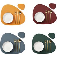 Inyahome – ensemble de sets de table en cuir PU de forme irrégulière, résistant à l'huile, imperméable, pour tables de cuisine, tables de bistro, bars, cafés, hôtels