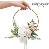 new Artificial Holding Wreaths Metal Rose and Eucalyptus Rose Flower Hoop Wreath Rose and Eucalyptus Wreaths Home Decoration