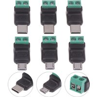 1/3Pcs USB Type C to 2 Pin Terminal Block Adapter Solderless Connector 5V 3A Power Charging For Arduino Camera Toy Repair