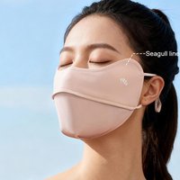 Cooling Face Mask UPF 50+ with Eye Corner Protection, Breathable Mesh Sunscreen Mask Adjustable Ear Loops for Outdoor Activities