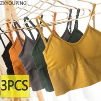 3PCS Women‘s Sports Bra Large Bust Wirefree Non Padded Athletic Bra Medium Impact Supportive Lettered Straps Yoga Bras