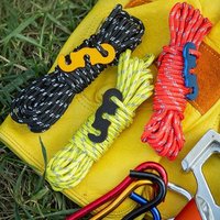 4Pcs Outdoor Guy Lines Tent Cords Reflective Camping Rope with Aluminum Guylines Adjuster Tensioner Pouch for Tent Tarp Canopy