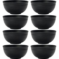 4/6/8pcs Black grain bowl Reusable household plastic dinner bowl can hold food dessert grain outdoor camping bowl
