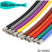 1/5M miękkie przewód silikonowy 30 28 26 24 22 20 18 16 15 14 13 12 10 8 6 4AWG wysokotemperaturowy elastyczny miedziany drut elektryczny