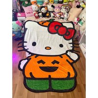 Hello Kitty Halloween Blanket Flannel Throw Blanket Lightweight Blankets Soft Cozy for Bed Decor Home Bedsqread Christmas Gift