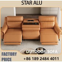 Modern Leather Sectional Sofa with Power Recliner, 3.34ric,Modular Design with Chaise Lounge,Space-saving for Small Living Rooms