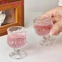 Korean Style Engraved Glasses Cup Mini Cups Short Glass Cup For Soju Sake Liquor Short Stemmed Glass Home Accessories