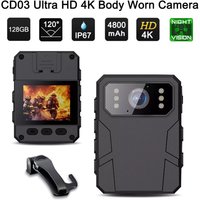 CD03 4K Police Body Camera 24Hrs Recording Body Worn Camera Night Vision 128GB Motion Detection Audio Video Recorder