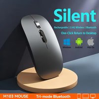 Wireless 3 Modes Bluetooth Mouse 2.4G USB and 2 Bluetooth Power Display Ergonomic Rechargeable Silent Mouse For PC Laptop