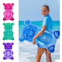 1pc Gummy Bear Shaped Inflatable Pool Float for Kids, Cute Bear Water Surfboard Floating Raft, Summer Beach Swimming Pool Toy