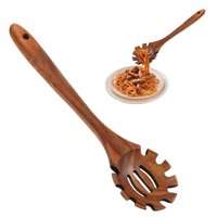 Wood Spaghetti Spoon Spaghetti Server Spoon 12.6 Inch Hangable Spaghetti Spoon Wood Pasta Ladle with Teeth for Serving Pasta
