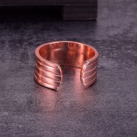 Vinterly Pure Copper Magnetic Rings Stripe 10mm Wide Health Energy Finger Open Cuff Adjustable Jewelry High Magnet Resizable