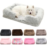 Half Surround Full Filling Medium Dog Bed Winter Warm Large Dog Sofa Soft Square Cat Bed Kennel Plush Puppy House Accessories