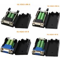 D-SUB DB15 Male 15Pin Jack Port to Terminal Breakout Board Connector 3Row Plug DR15 VGA Male Female with Case