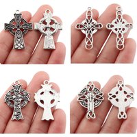20 x Silver Large Gothic Religious Knot Celtic Cross Charms Pendants for DIY Necklace Jewelry Making Finding Accessories