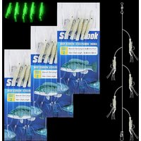 15Pcs=3Packs Saltwater Luminous Shrimp Fishing Live Bait Rigs Small fish Fishing Lure Glow Mackerel Trout fishing hook rigs