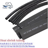 5 Meters/LOT Heat shrinkable tube 0.6 0.8 1.0 1.5 2.0 2.5 3.0 4.0 5.0 6.0 8.0 10 12 15 20 22 25 28 30mm Black Insulation Sleeve