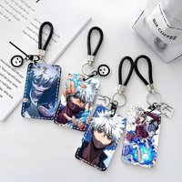 1PC My Hero Academia Dabi Card Case Keychain Access Card Bag Key Tag Ring Leather Card Holder Key Ring Access