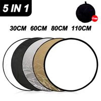 Reflector 5-in-1 30CM 60CM 80CM 110CM Silver Platinum Portable Foldable Soft Light Round Photography Studio 2-in-1 Photo Props