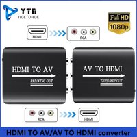 YIGETOHDE HDMI to AV RCA CVSB L/R Video Adapter Box Support NTSC PAL Output 1080P RCA AV to HDMI Converter Box HD Video Adapter