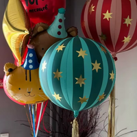 22 inch 4D striped star Foil balloon with red blue pink and green spheres that can float in the air for Christmas Wedding Decora