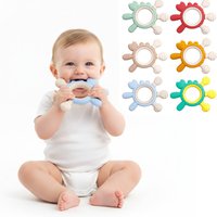 Baby Toys 0 6 Months, Cute Silicone Rattle Teething Rings for Baby Shower Gift