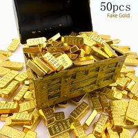 100g Fine Gold Bar Replica 999.9 Gold Plated Bullion Brick Fake Gold Bar for Pirate Party Decor Collection Gift