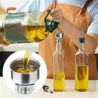 L68A Glass Olive Oil Bottle with Pourer and Funnel Oil Jug Set Household Oil Jug Leak-Proof Glass Oil Jug 500ML