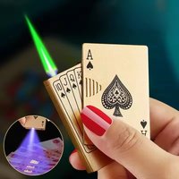 Creative Playing Cards Ace of Spades Lighter Butane Windproof Straight Metal Lighter Metal Fun Toy for Men Smoking Accessories
