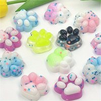 Random ColorGlitterStarCat PawSquishyToySoftTPRTransparentSqueezeFidgetToyKawaii AnimalPawStressRelief ToyKids PartyBirthdayGift