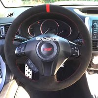 For Subaru Impreza WRX10 STI10 Full Coverage Red Mark Steering Wheel Cover Braid Suede Interior Subaru Accessory