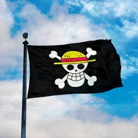 HOT Sale One Piece 90x150cm Pirate Skull Flag Home Bedroom Wall Decor Banner Painting Luffy Straw Hat Pirates Flag Toys for Gift