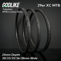 GODLIKE Light 29er MTB Carbon Rim 25mm Depth 30mm 33mm 35mm 36mm 38mm Wide MTB Carbon Rim UD Hookless Tubeless MTB Carbon Rims
