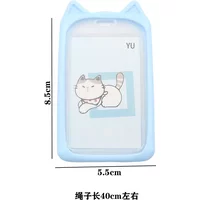 Cute Cat Transparent Card Holder with Lanyard Silicone Case Bus Card Student ID Badge Protector