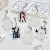 MINKYS Transparent Clear Acrylic Angel Wing Bow Photocard Holder Hard Protective Sleeve ID Card Holder Protector Case
