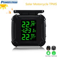 Powstation TPMS Wireless Motorcycle Tire Pressure Monitoring System Solar Charge Tyre Temperature Alarm System Colorful Display