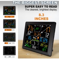8.3" WiFi Weather Station 14-in-1 with Solar Sensor 328FT Range Real-Time Sync to Weather Underground/Cloud for Home