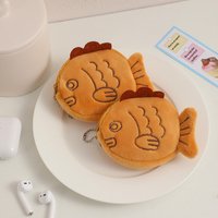 New Cartoon Creative Fish Plush Coin Purse Cute Kid Coin Storage Bag Fun Headphone Data Cable Bag Girl Pendant Decoration Wallet