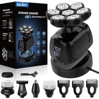 SEJOY Kopfrasierer für Glatzköpfige Männer Multifunktionaler 7D 6-in-1 Elektrorasierer mit Nasenhaartrimmer Wasserdichtes Herren-Pflegeset