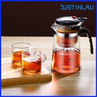 JUSTINLAU 500ml-1800ml Borosilicate Glass Teapot Tea Infuser with Tea Compartment Classic Tea Set Gift for Home and Office Use