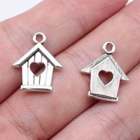 WYSIWYG 20pcs 18x15mm Antique Silver Color Heart House Charms Pendant For DIY Jewelry Making Handmade Jewelry Craft Findings