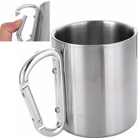 Tumbler 300ml Stainless Steel Travel Water Tea Coffee Mug Self Lock Carabiner Handle Cup For Camping Hiking Climbing Outdoor