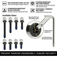 AliExpress NONE Black A4-70 Stainless Security Screws M4 M5 Anti-Theft Bolts + Wrench for QD Series & Bicycle Parts