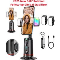 FANGTUOSI 360 Rotation Follow-up Gimbal Stabilizer Monopod Desktop Tracking Gimbal with Remote for Phone Live Photography