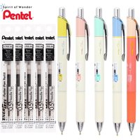 1+5pcs Japan Pentel ENERGEL Gel Pen Clena BLN75L Striped Quick Dry Red Black Writing Signature 0.5mm Kawaii School Stationery