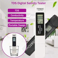 Digital TDS EC Water Tester Meter (0-9990 Range) - Multifunctional PPM/Temp/Purity Detector Pen with White LCD