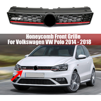 GTI Style Car Front Bumper Radiator Grille Honeycomb Mesh Racing Grills For Volkswagen VW Polo 2014 2015 2016 2017 2018