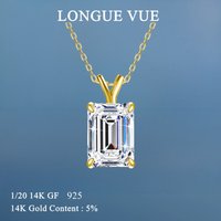 4ct D Color VVS1 Emerald Cut Moissanite Diamond Pendant Necklace AU585 14K Gold Filled Jewelry Gifts for Women Wedding
