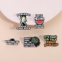 Cartoon Reading Disability Series Enamel Pins Fun black letter brooch Metal Brooch Backpack Lapel Badges Jewelry Gift Friends