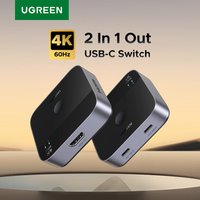 UGREEN USB C Switch 2 in 1 Out 4K 60Hz USB-C Switcher for PS5 Xbox PC Laptop Monitor Projector Docking Station
